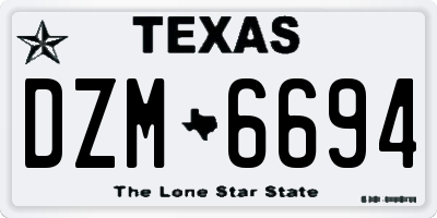 TX license plate DZM6694