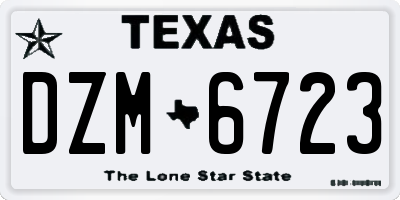 TX license plate DZM6723