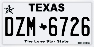 TX license plate DZM6726