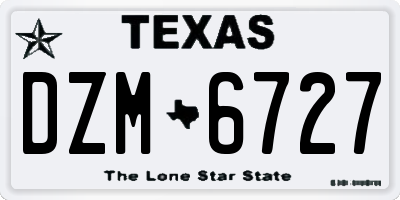 TX license plate DZM6727