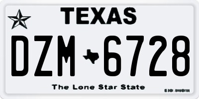 TX license plate DZM6728