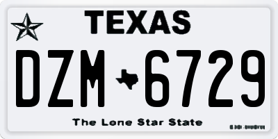 TX license plate DZM6729