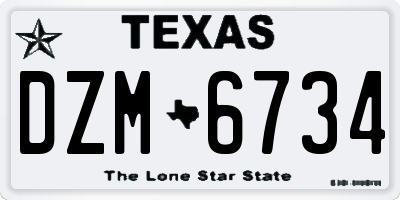 TX license plate DZM6734
