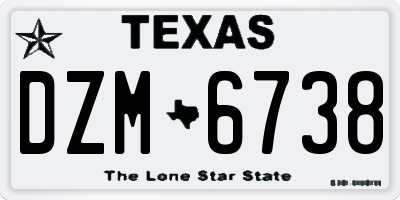 TX license plate DZM6738