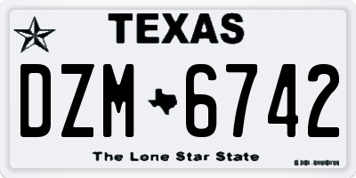 TX license plate DZM6742