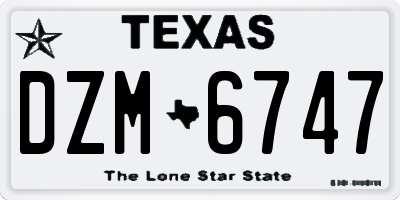 TX license plate DZM6747