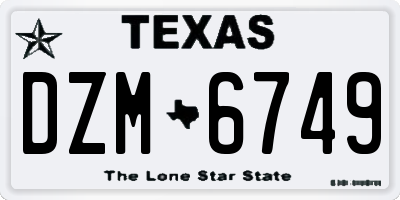TX license plate DZM6749