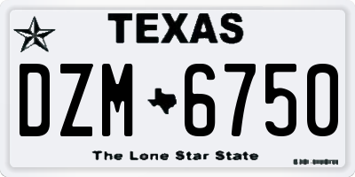 TX license plate DZM6750