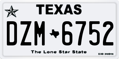 TX license plate DZM6752