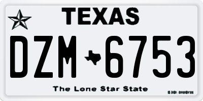 TX license plate DZM6753