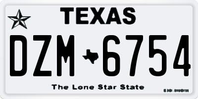 TX license plate DZM6754