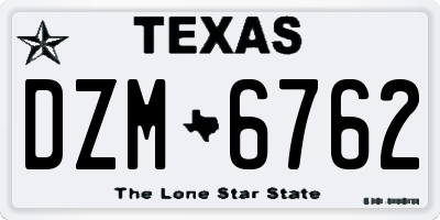 TX license plate DZM6762