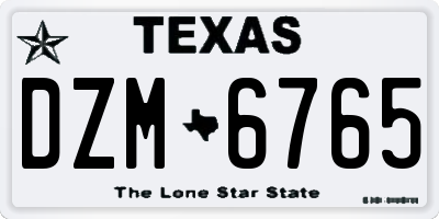 TX license plate DZM6765