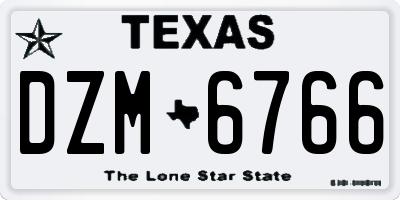 TX license plate DZM6766
