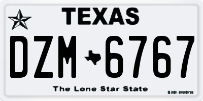 TX license plate DZM6767