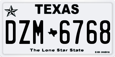 TX license plate DZM6768