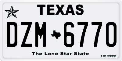 TX license plate DZM6770