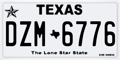 TX license plate DZM6776