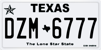 TX license plate DZM6777
