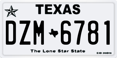 TX license plate DZM6781