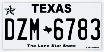 TX license plate DZM6783