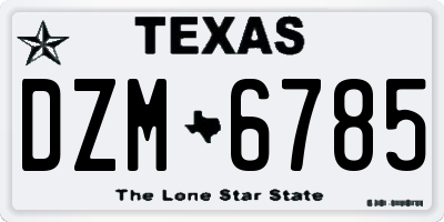 TX license plate DZM6785