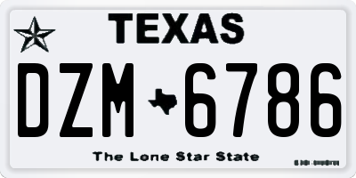 TX license plate DZM6786