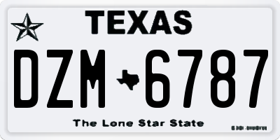TX license plate DZM6787
