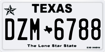 TX license plate DZM6788