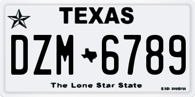 TX license plate DZM6789