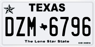 TX license plate DZM6796