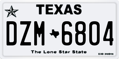 TX license plate DZM6804
