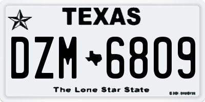 TX license plate DZM6809