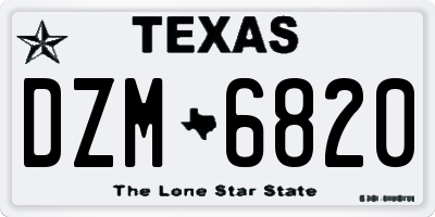TX license plate DZM6820