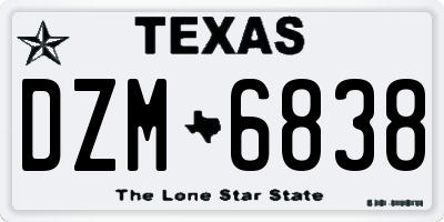 TX license plate DZM6838