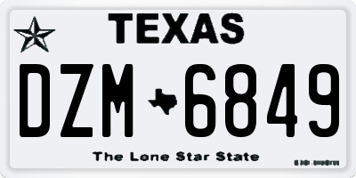 TX license plate DZM6849
