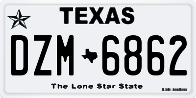 TX license plate DZM6862