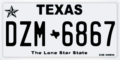 TX license plate DZM6867