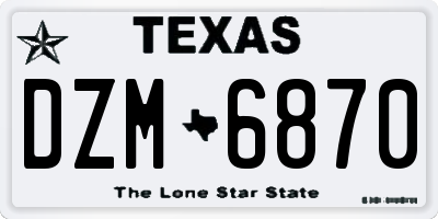 TX license plate DZM6870