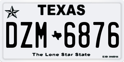 TX license plate DZM6876