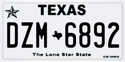 TX license plate DZM6892