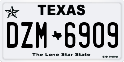 TX license plate DZM6909