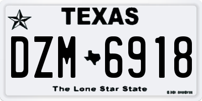 TX license plate DZM6918