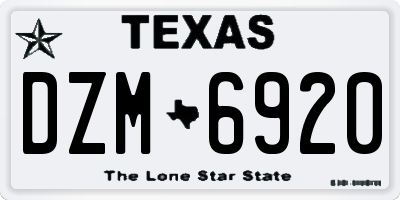 TX license plate DZM6920