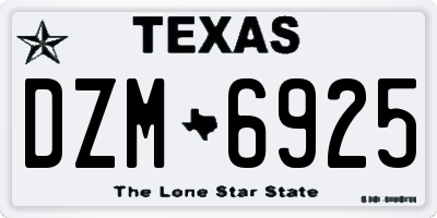 TX license plate DZM6925