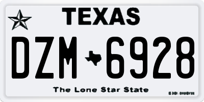 TX license plate DZM6928