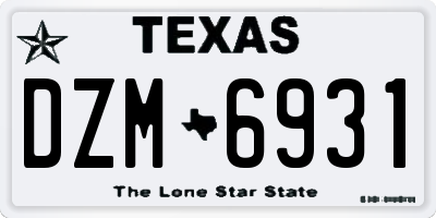 TX license plate DZM6931