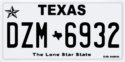 TX license plate DZM6932