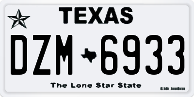 TX license plate DZM6933