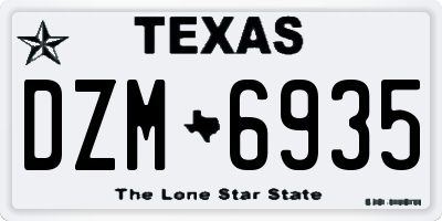 TX license plate DZM6935